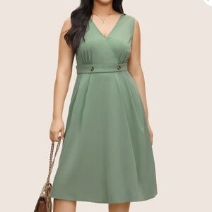 BloomChic 4XL Plain Wrap Button Detail Pleated Tank Dress us26